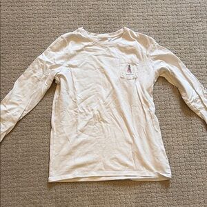 Vineyard Vines Kids White Long-Sleeve Pocket Tee with Whale Embroidery